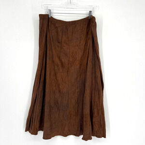 Vtg RQT Skirt Womens XL Brown Y2K Bohemian Western Faux‎ Suede Peasant Indie